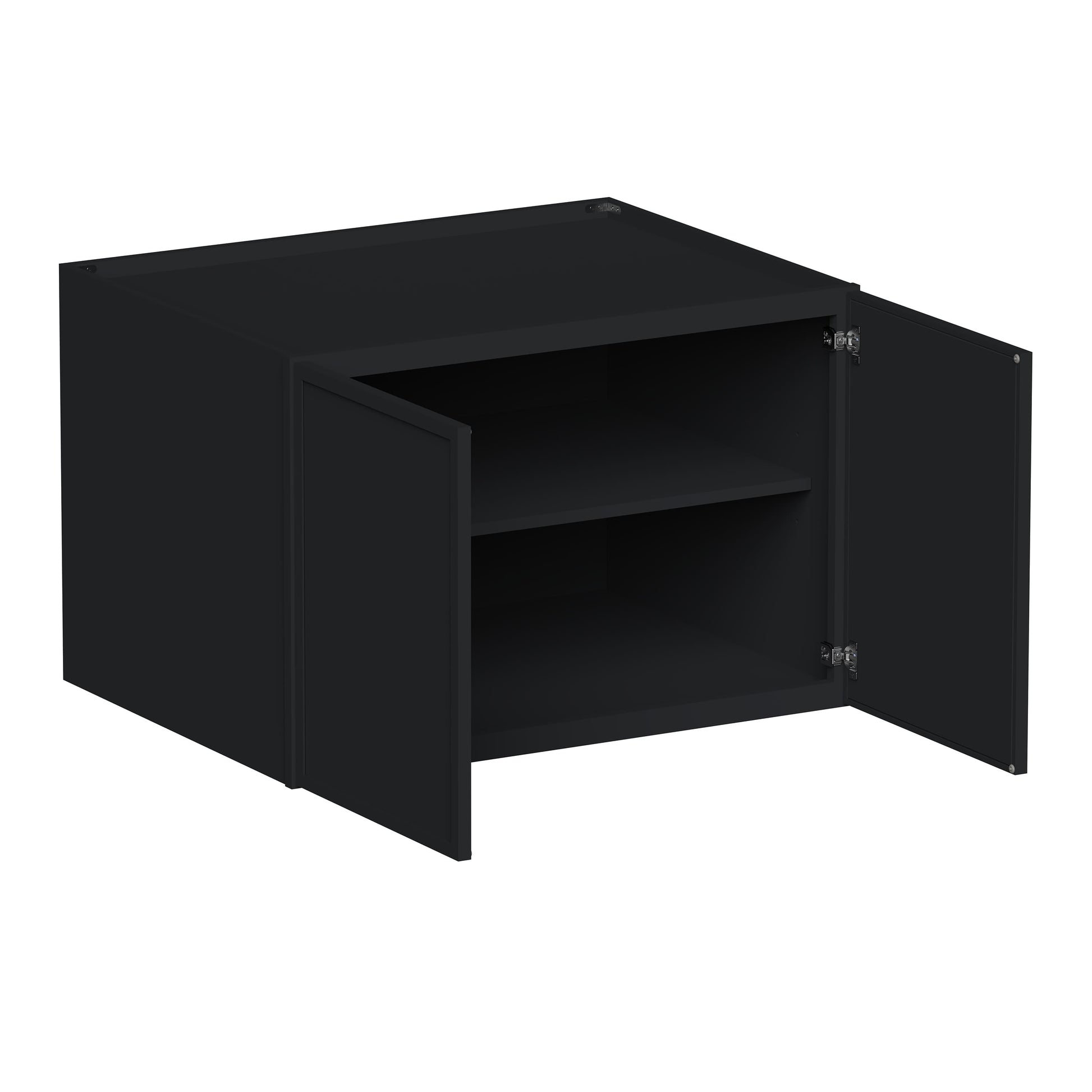 Slim Ebony Black Shaker RTA 36"W x 12"/15"/18"/24"H x 27"D Deep Wall Cabinet with 2 Doors