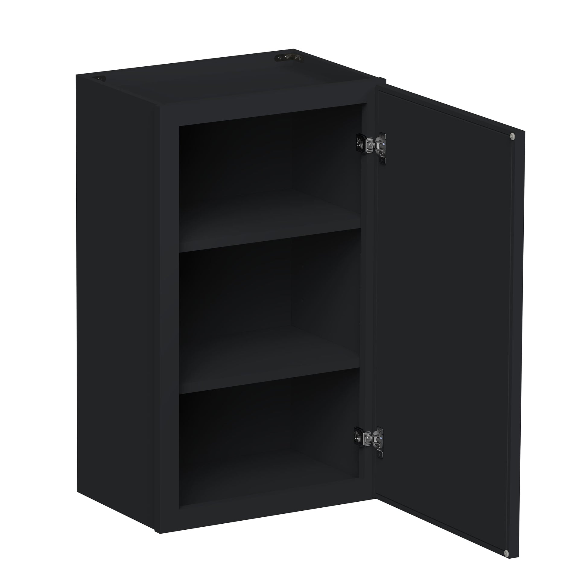 Slim Ebony Black Shaker RTA 9"-21"W x 30"/36"/42"H x 12"D 15-Size Single Door Standard Wall Cabinet