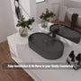 CASAINC 23in Bathroom Concrete Oval Vessel Sink with Drainer in Black Earth / Mottled Bluish Grey / Cold Concrete Grey