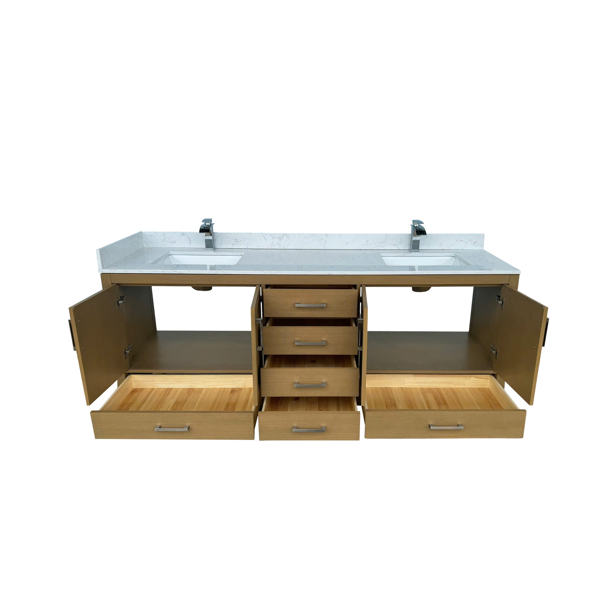 42"/55"/60"/72"/84" Warm Oak Freestanding Bathroom Vanity with Solid Wood Construction