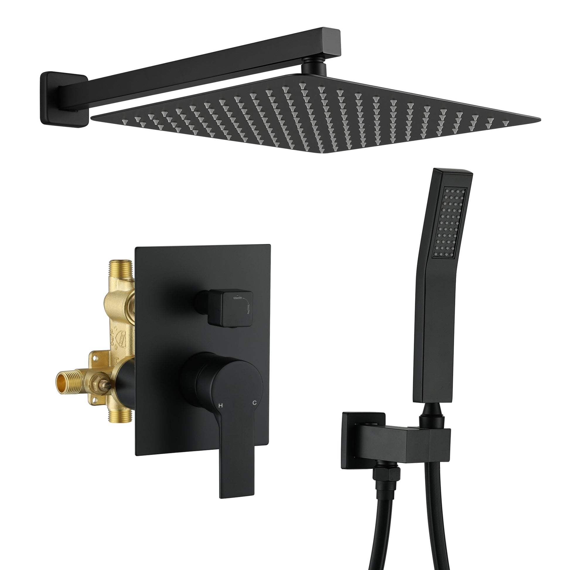 10-inch/12inch Rainfall Shower System With Hand Shower & Pressure-Balanced Valve