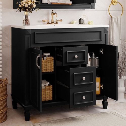 36'' Single Sink Freestanding Bathroom Vanity with 2 Soft Closing Doors and 2 Drawers