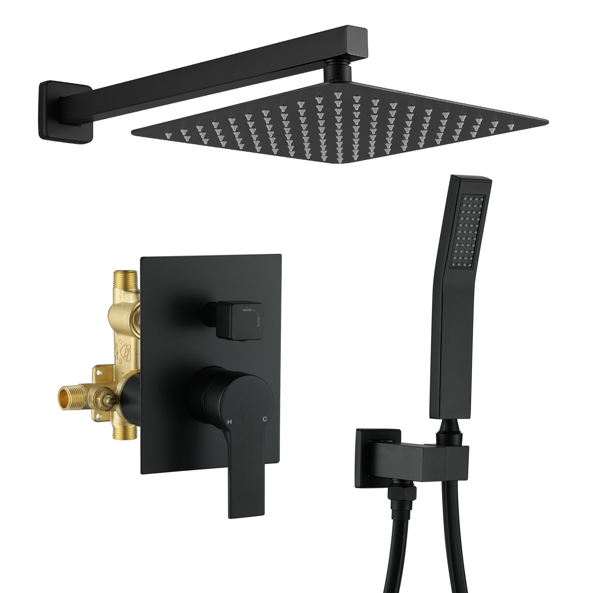 10-inch/12inch Rainfall Shower System With Hand Shower & Pressure-Balanced Valve