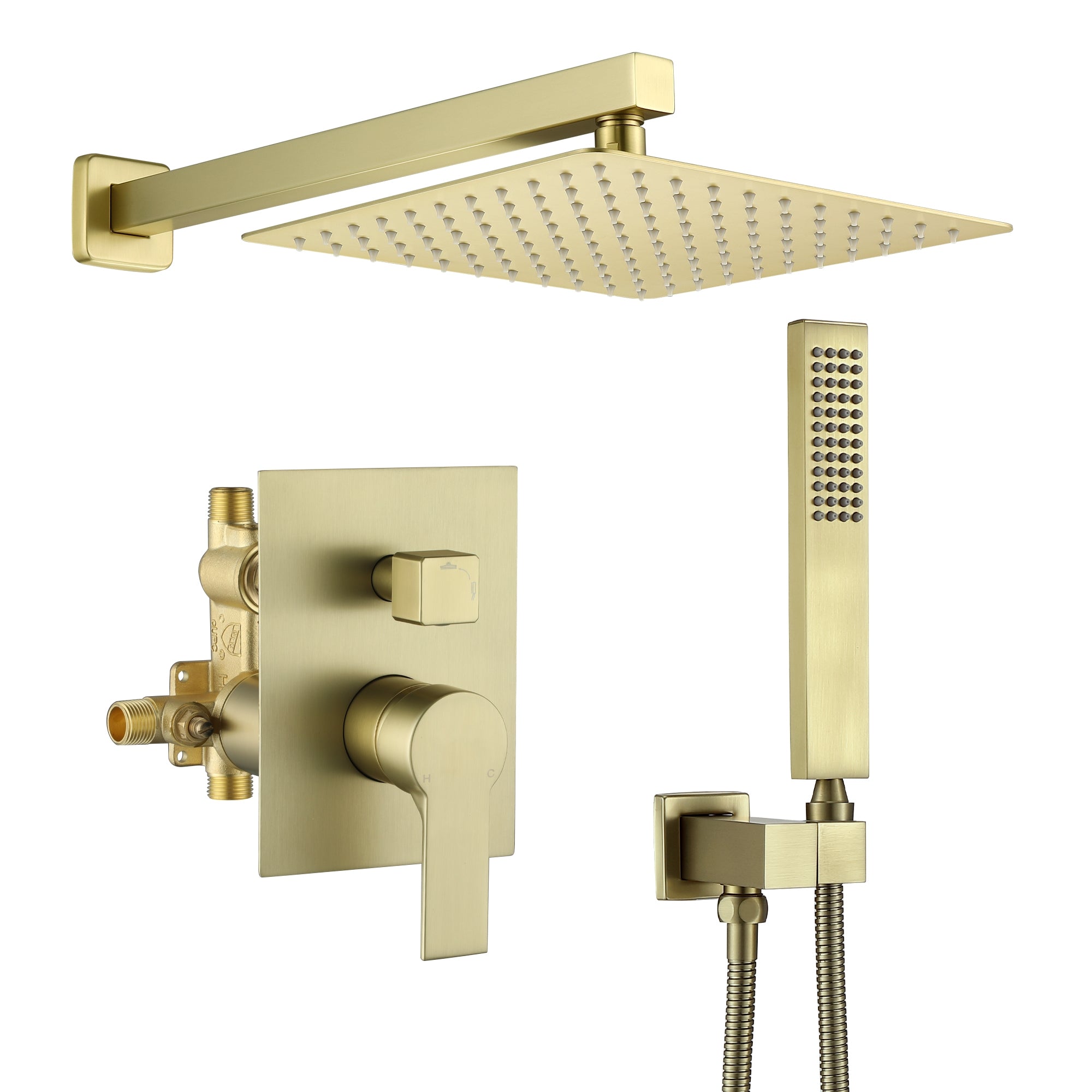 10-inch/12inch Rainfall Shower System With Hand Shower & Pressure-Balanced Valve