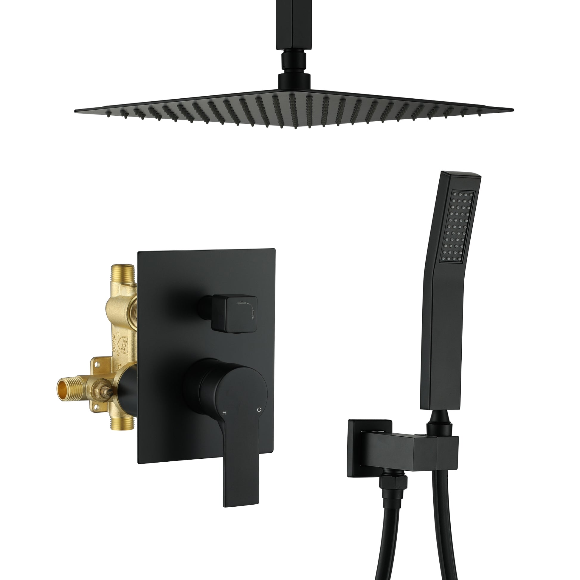 10-inch/12inch Rainfall Shower System With Hand Shower & Pressure-Balanced Valve