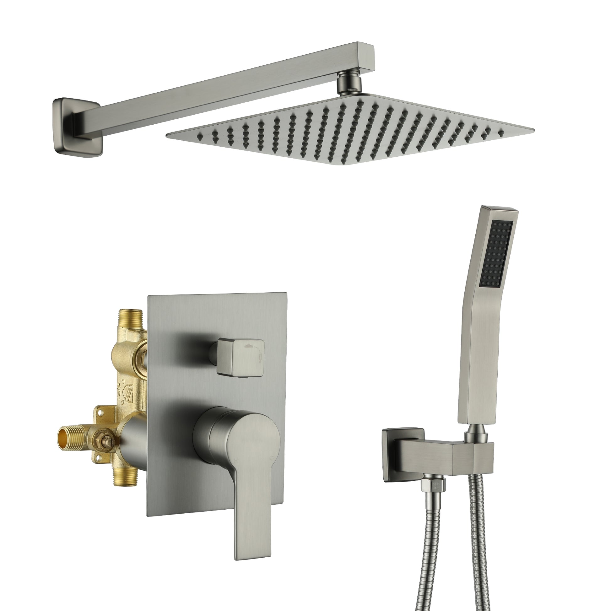 10-inch/12inch Rainfall Shower System With Hand Shower & Pressure-Balanced Valve
