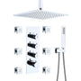 12 Inch 6-Spray Rainfall Built-In Shower System with Handheld Shower Sets and Body Sprays for Spa Like Shower Experience