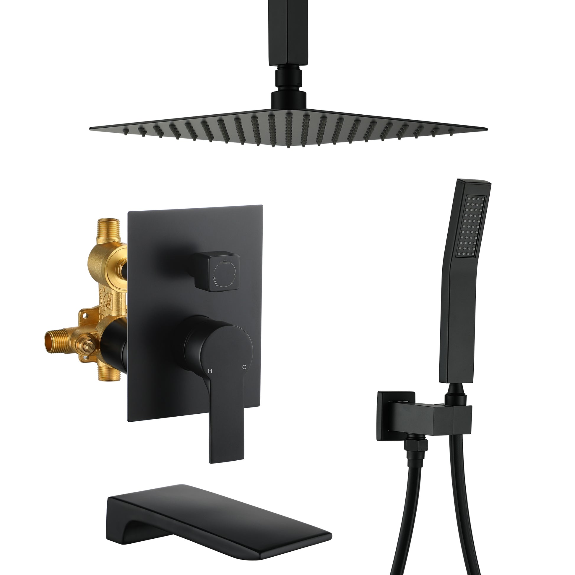 10-inch/12inch Rain Shower System With Handeld & Tub Spout