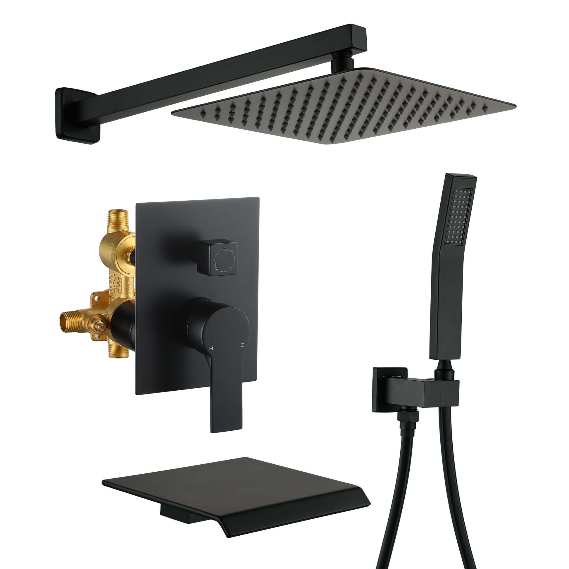 10-inch/12inch 3-Function Shower System With Bathtub Spout