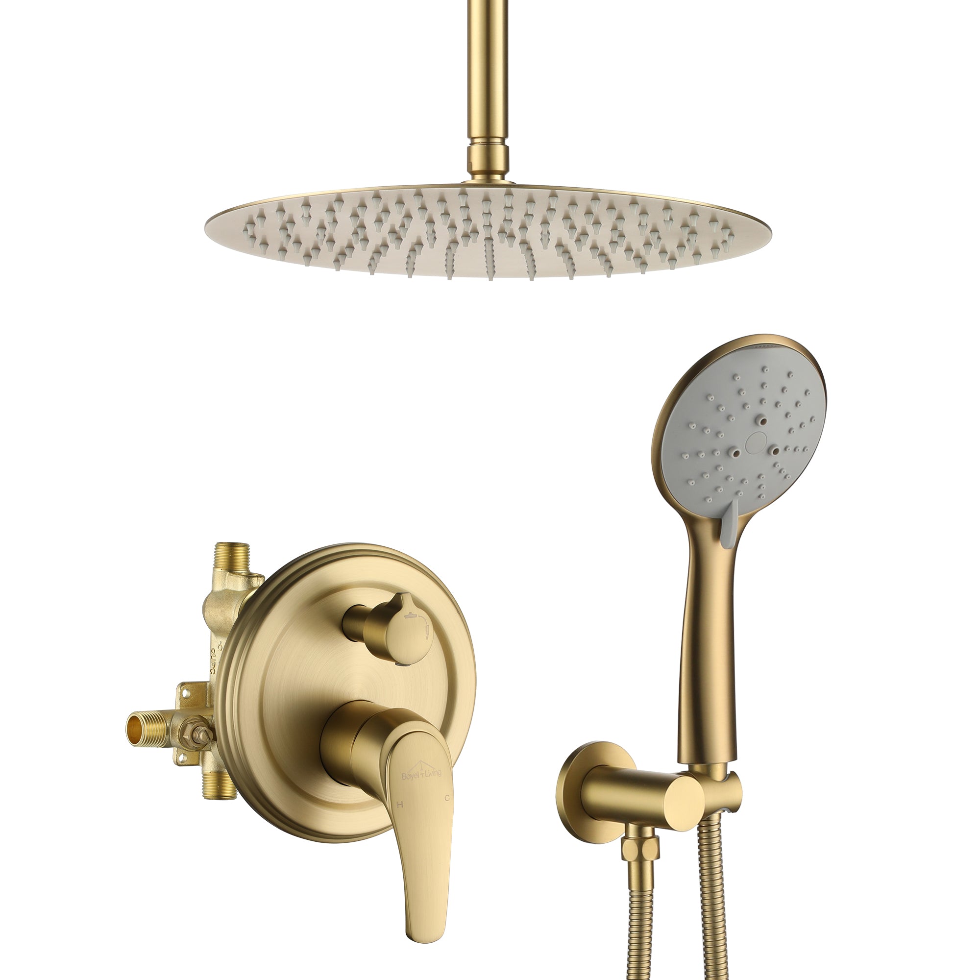 12" 5-Spray Dual Shower Head System with Brass Valve Included