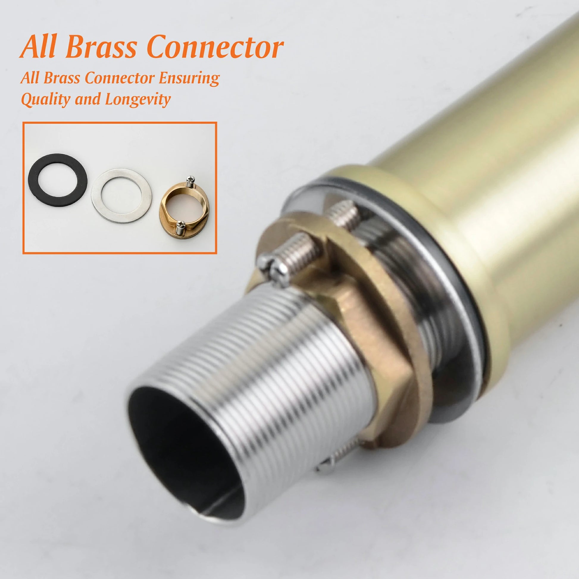 12" High Brass Bathroom Sink Faucet with Rectangular Aerated Spout & Brushed Gold Finish