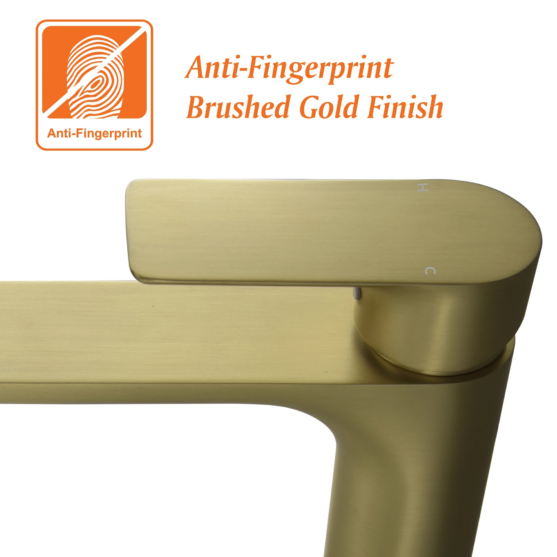 12" High Brass Bathroom Sink Faucet with Rectangular Aerated Spout & Brushed Gold Finish