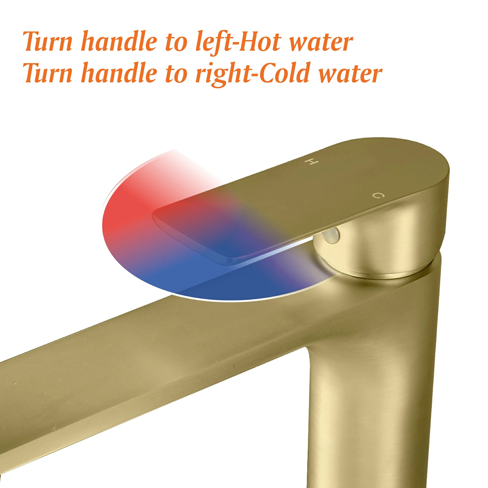 12" High Brass Bathroom Sink Faucet with Rectangular Aerated Spout & Brushed Gold Finish