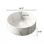 14 in. Round Ceramic Vessel Bathroom Sink in Glossy White / Stone Pattern Matte White