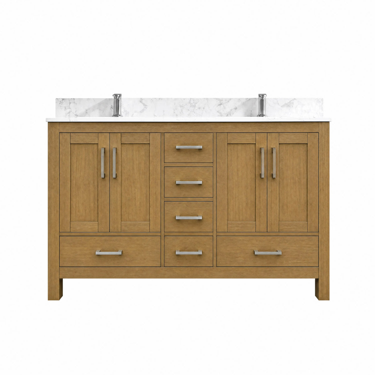 42"/55"/60"/72"/84" Warm Oak Freestanding Bathroom Vanity with Solid Wood Construction
