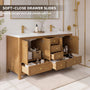 48"/60"/72" Freestanding Bathroom Vanity with Single/Double Sink & Marble Top