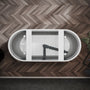 59"/67" Gloss White Acrylic Freestanding Bathtub with Fluted Oval Design