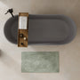 59" Matte Gray Solid Surface Freestanding Soaking Bathtub with Overflow & Pop-Up Drain