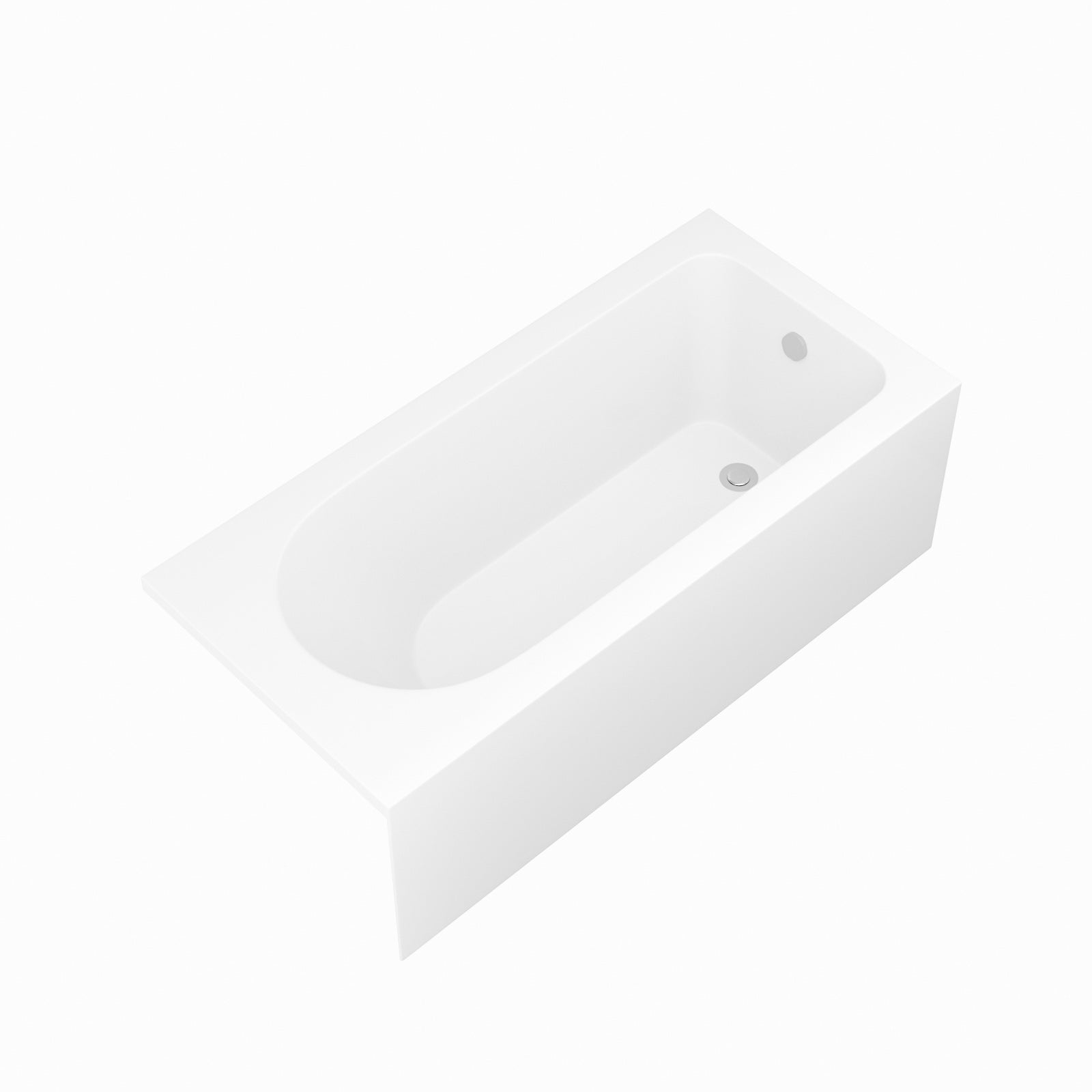 59 in. Glossy White Acrylic Alcove Soaking Bathtub with Integrated Skirt, Chrome Twist Drain and Overflow