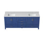 60"/84" Navy Blue Double Sink Bathroom Vanity with White Marble-Pattern Top