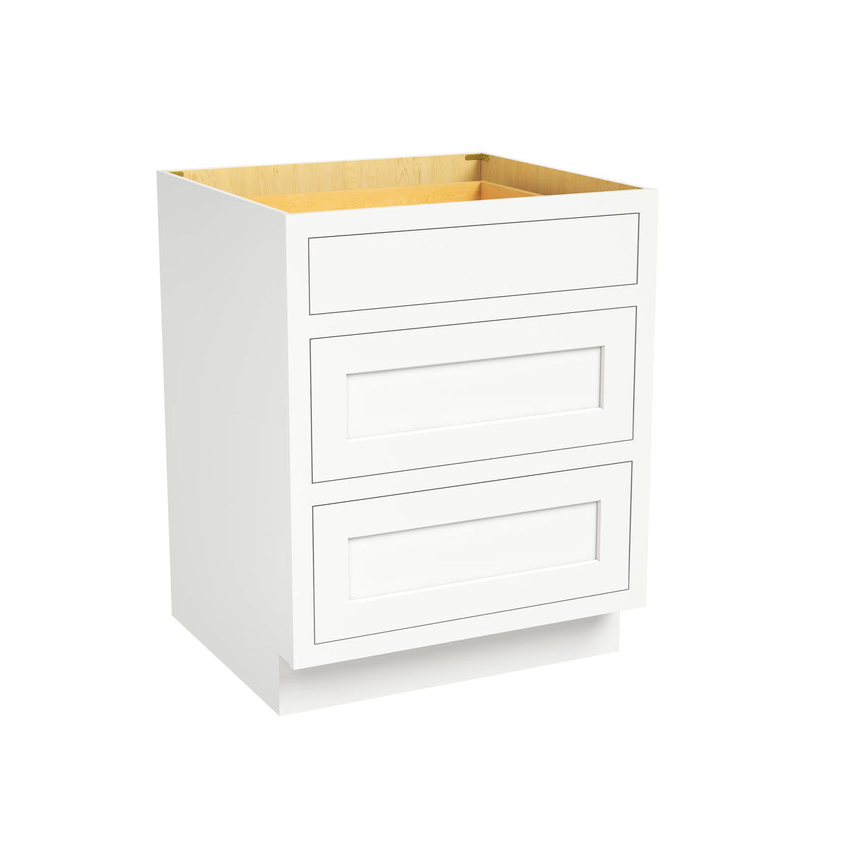 Inset Origami White RTA 12-36"W x 34.5"H x 25"D 9-Size Base Cabinet with 3 Drawers