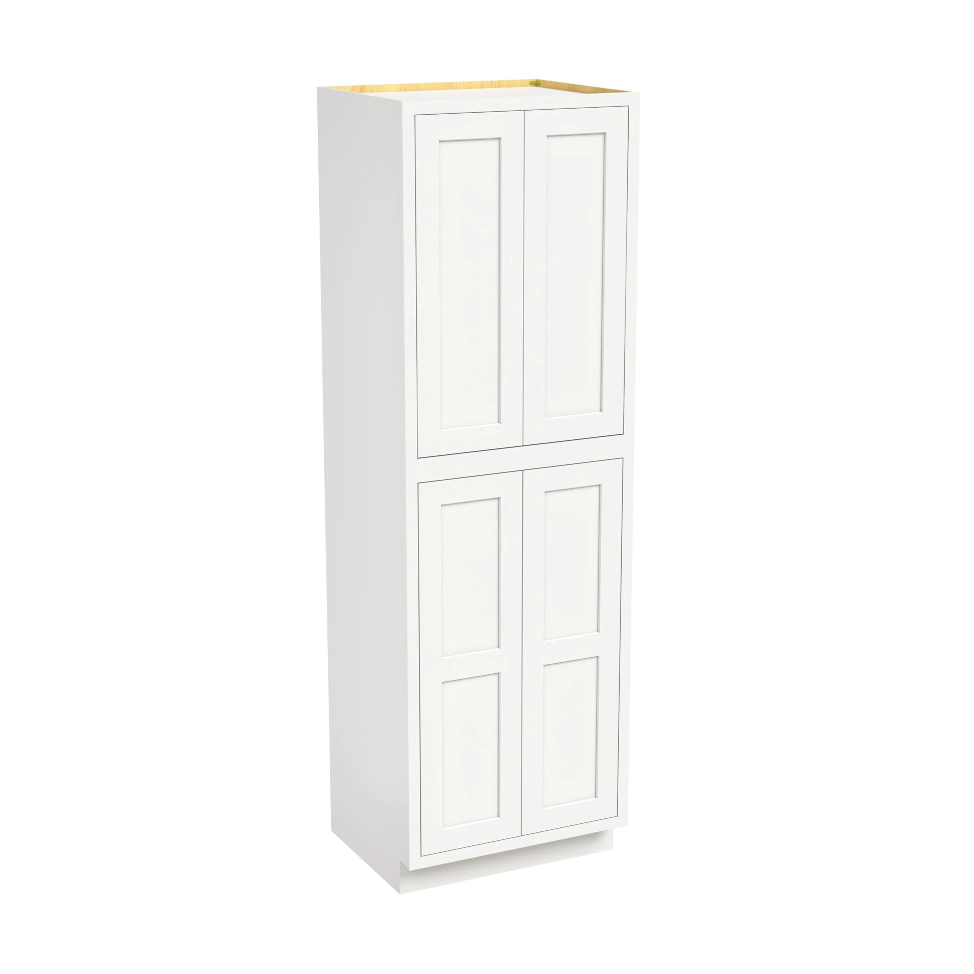 Inset Origami White RTA 24-36"W x 84-96"H x 25"D 9-Size Pantry Cabinet with 4 Doors and 4 Shelves