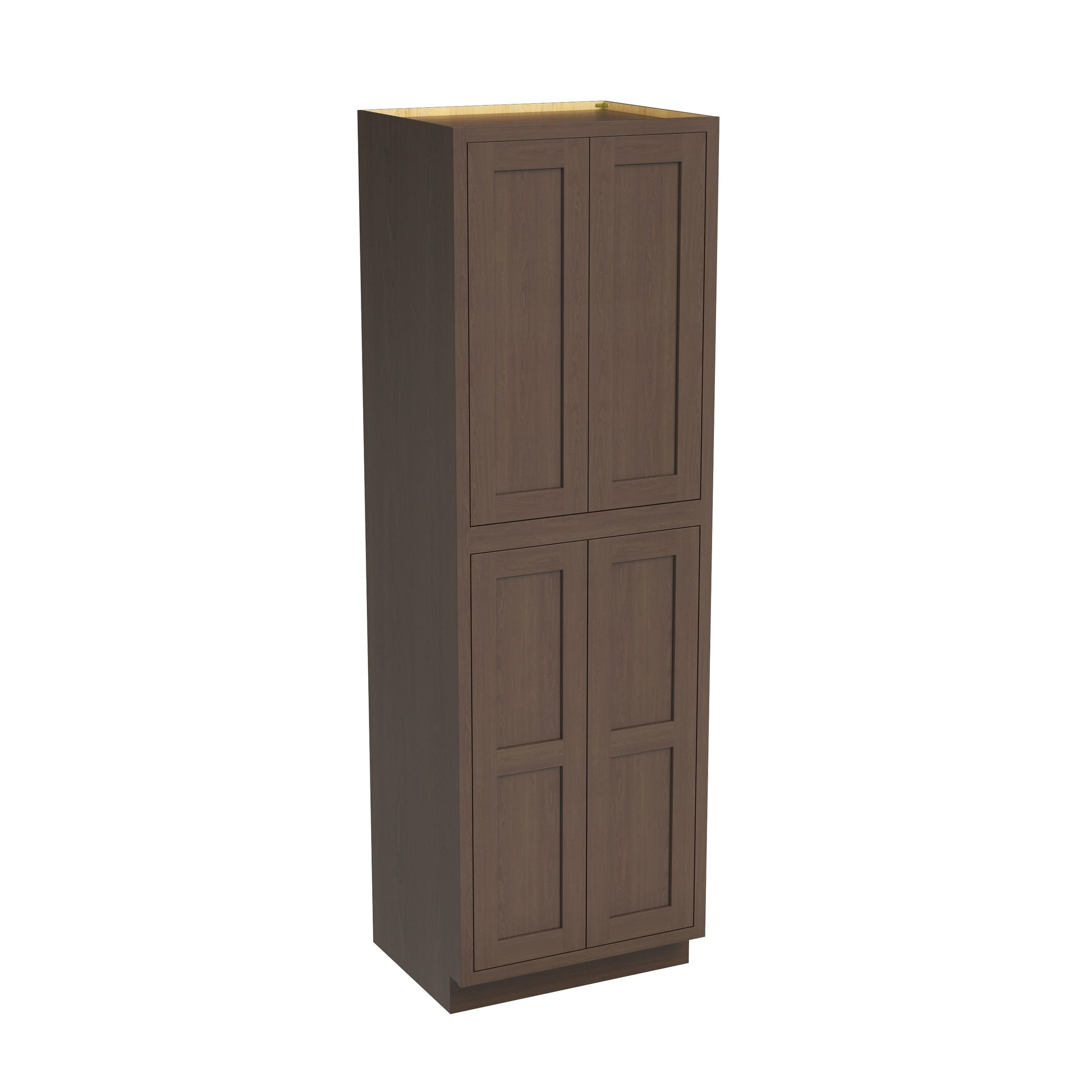 Inset Truffle Brown RTA 24-36"W x 84-96"H x 25"D 9-Size Pantry Cabinet with 4 Doors and 4 Shelves