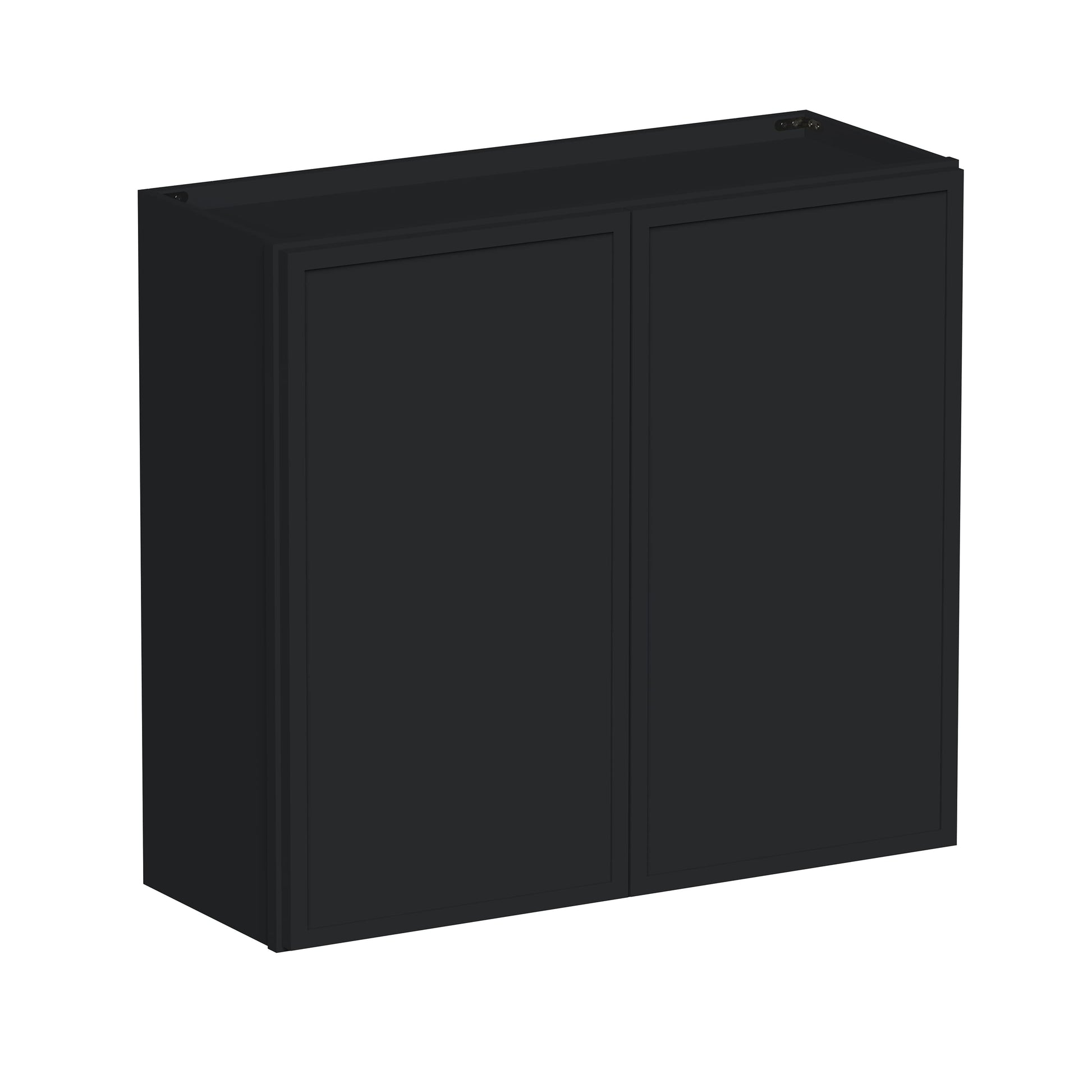 Slim Ebony Black Shaker RTA 24"-36"W x 30"/36"/42"H x 12"D 15-Size Standard Wall Cabinet with 2 Doors