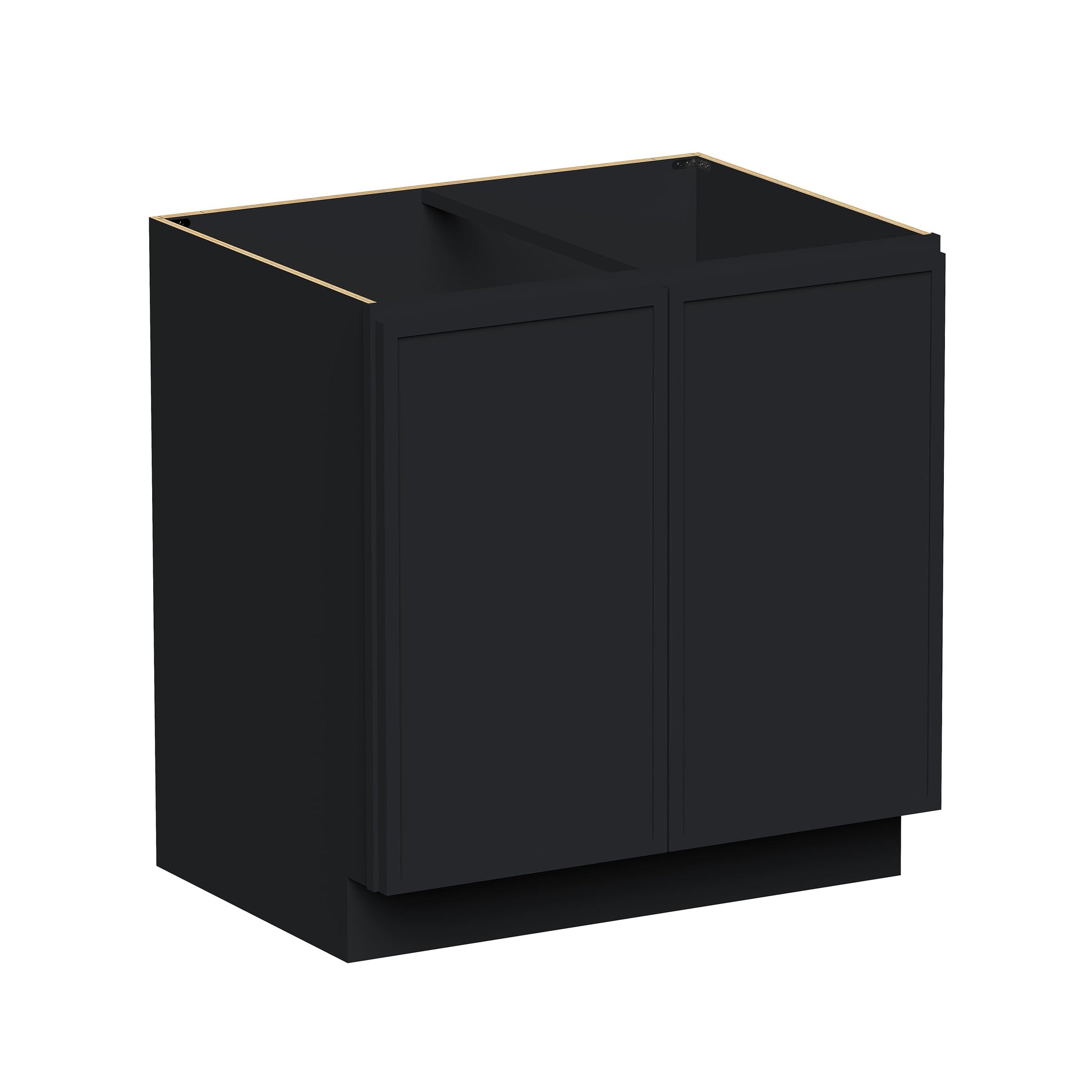 Slim Ebony Black Shaker RTA 24"-36"W x 34.5"H x 24"D 5-Size Full Height Door Base Cabinet with 2 Doors