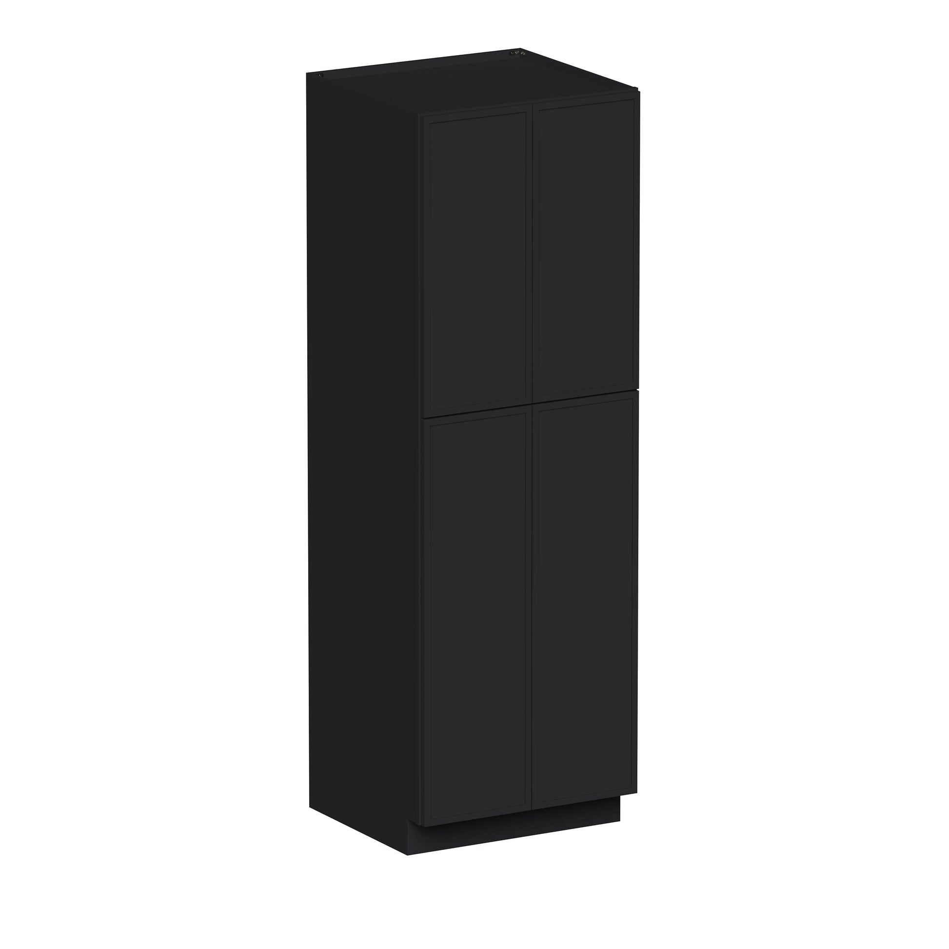 Slim Ebony Black Shaker RTA 24"/30"W x 84"/90"/96"H x 27"D 6-Size Tall Pantry Cabinet with 4 Doors and Shelves