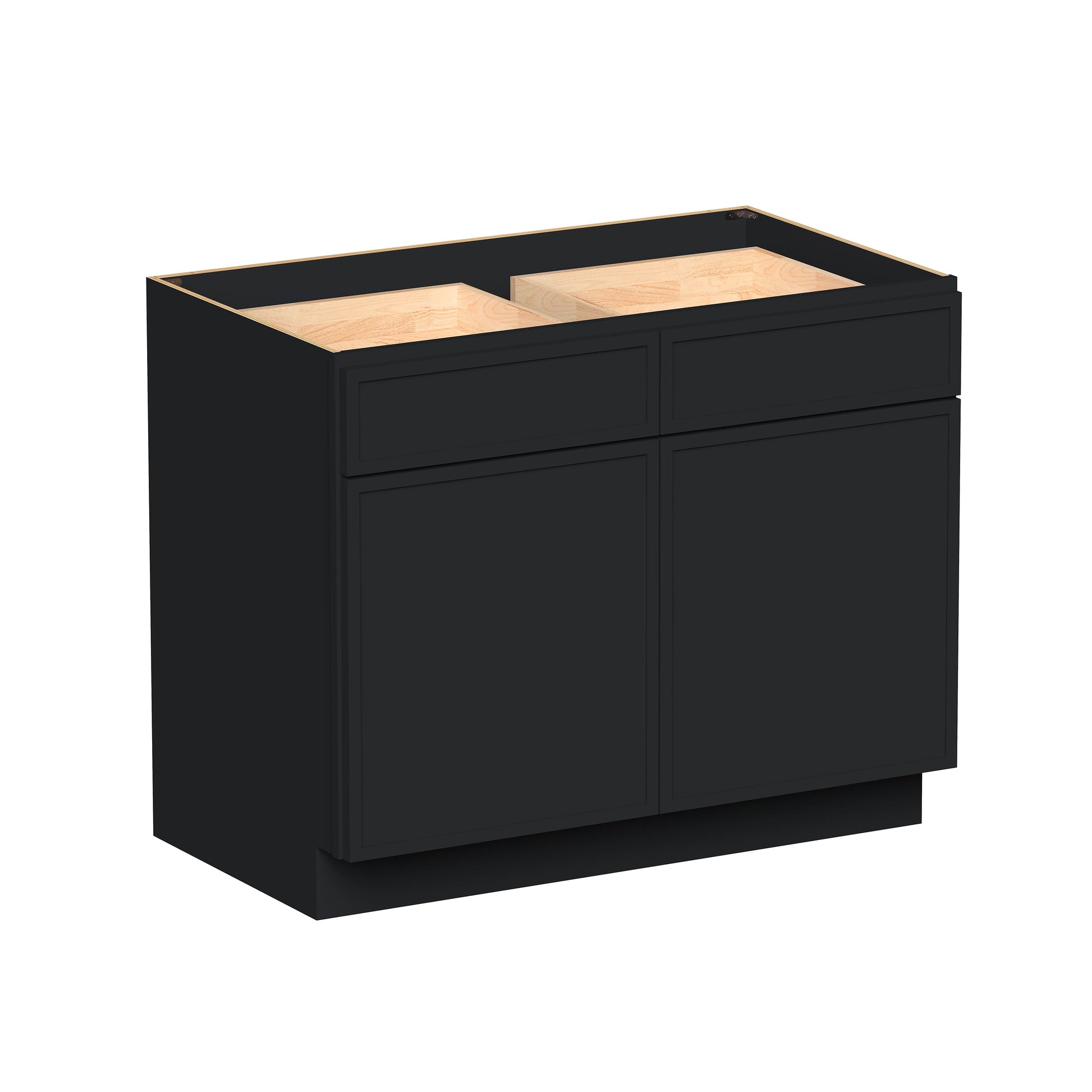 Slim Ebony Black Shaker RTA 33"/36"/39"/42"W x 34.5"H x 24"D Standard Base Cabinet with 2 Drawers and 2 Doors