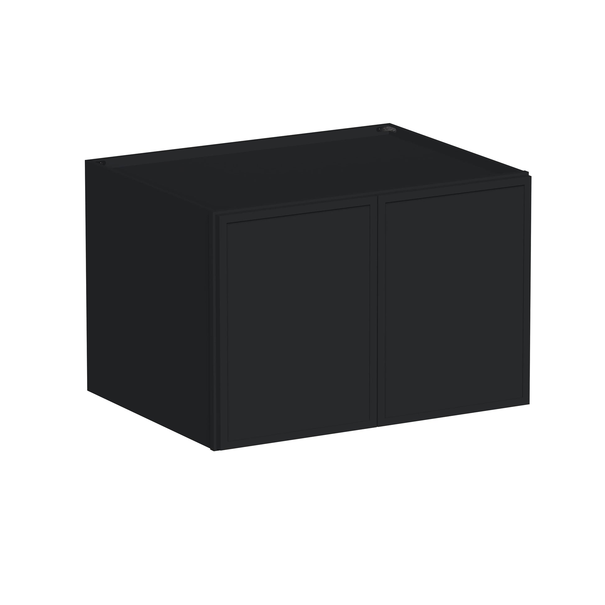 Slim Ebony Black Shaker RTA 36"W x 12"/15"/18"/24"H x 27"D Deep Wall Cabinet with 2 Doors