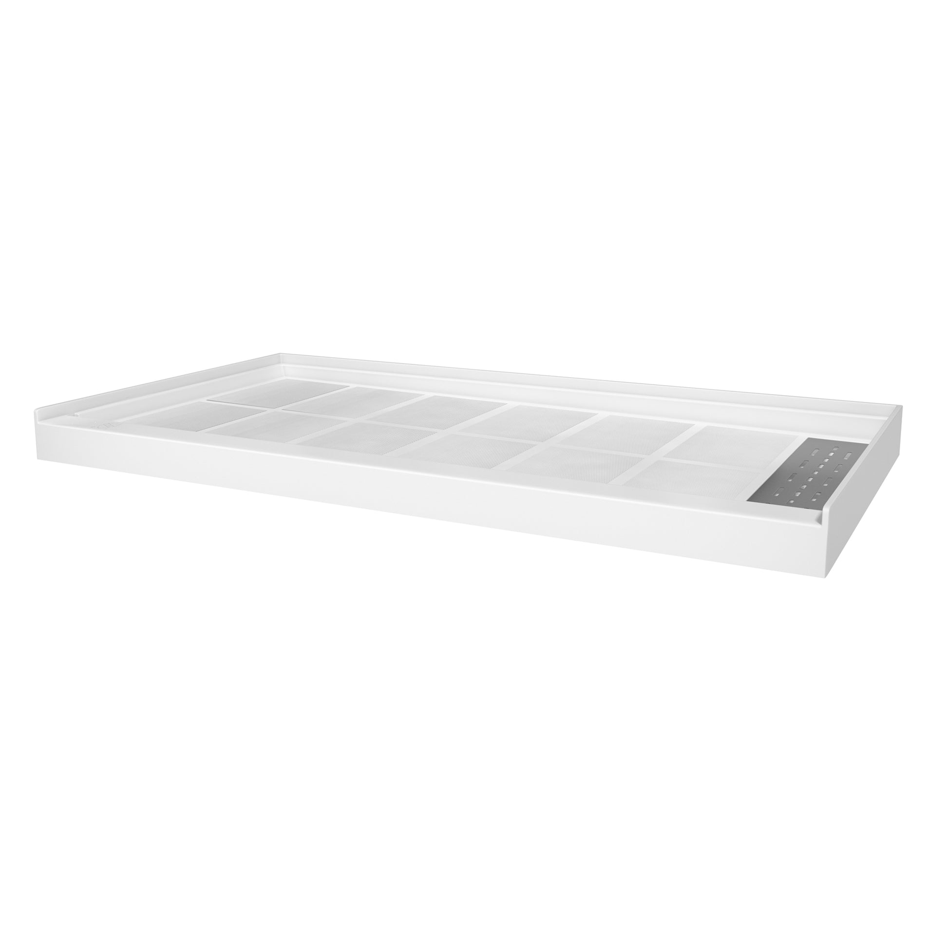 60"x32" White Solid Surface Single Threshold Alcove Shower Pan Base