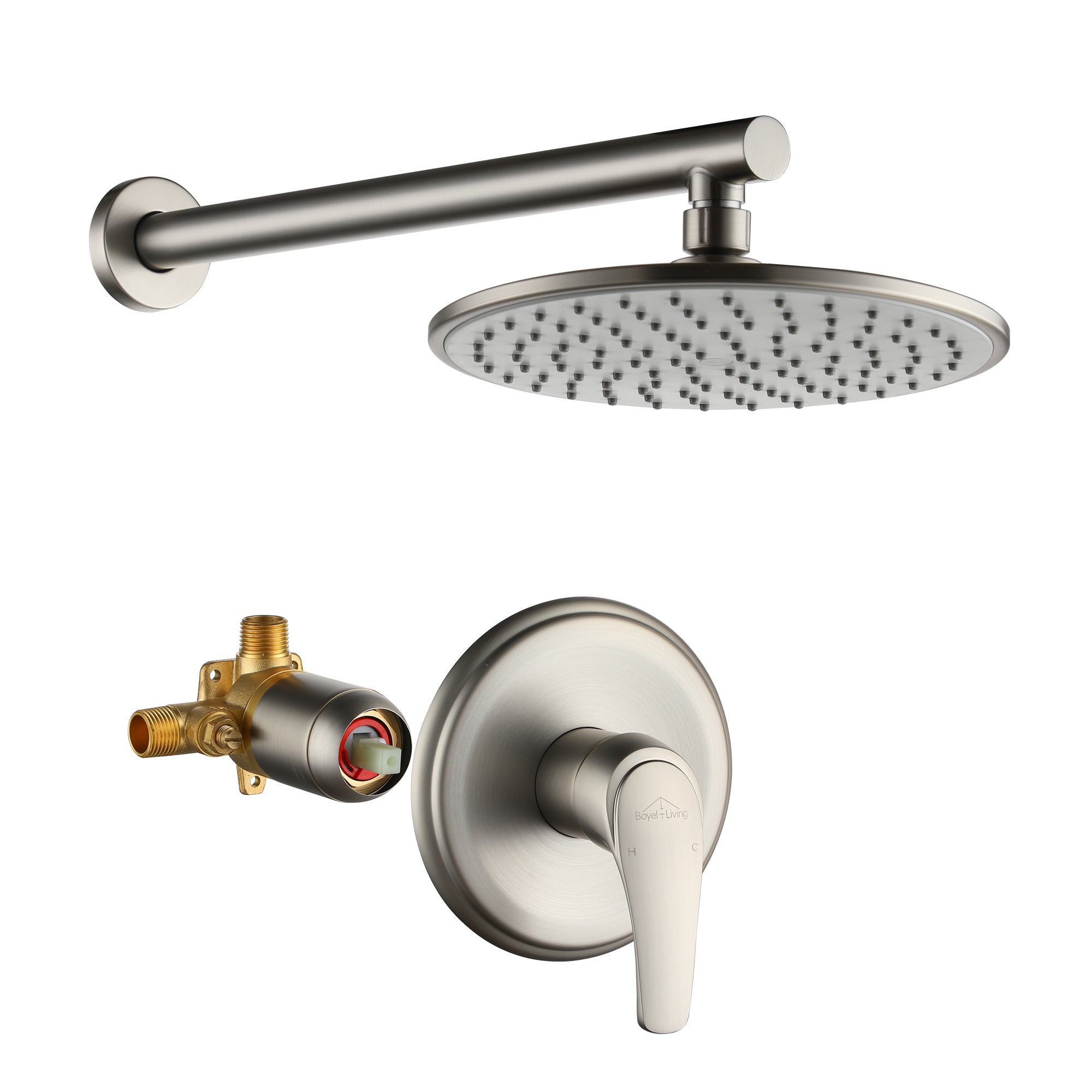 9" Wall Mounted Rain Shower System with Single Lever Handle & Pressure Balance Valve