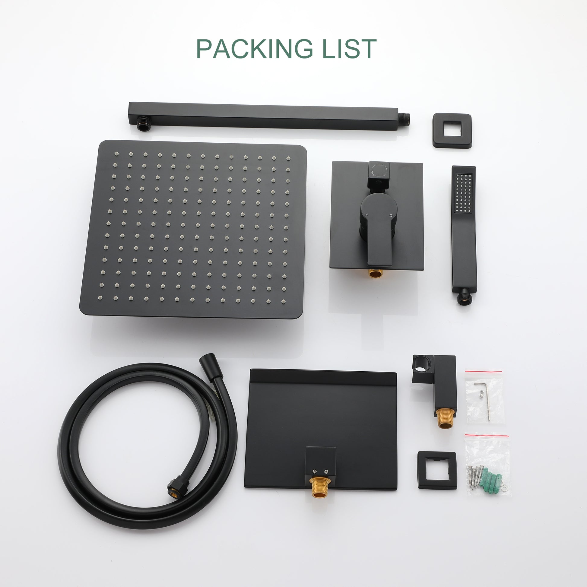 12" Wall-Mount Shower System with Tub Spout in Matte Black