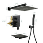 12" Wall-Mount Shower System with Tub Spout in Matte Black