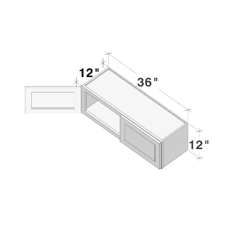 Dove Grey RTA 36"W x 12"D x 12"H Short Wall Cabinet with 2 Doors