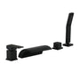 Deck-Mounted Roman Tub Faucet with Hand Shower in Matte Black/Brushed Gold
