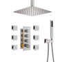 12" Ceiling Mount Rain Shower System with Handheld and Body Jets