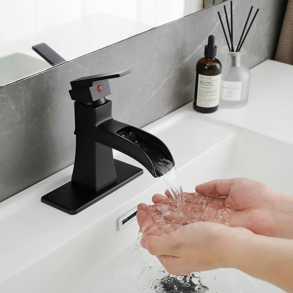 Waterfall Bathroom Basin Faucet with Trough Spout