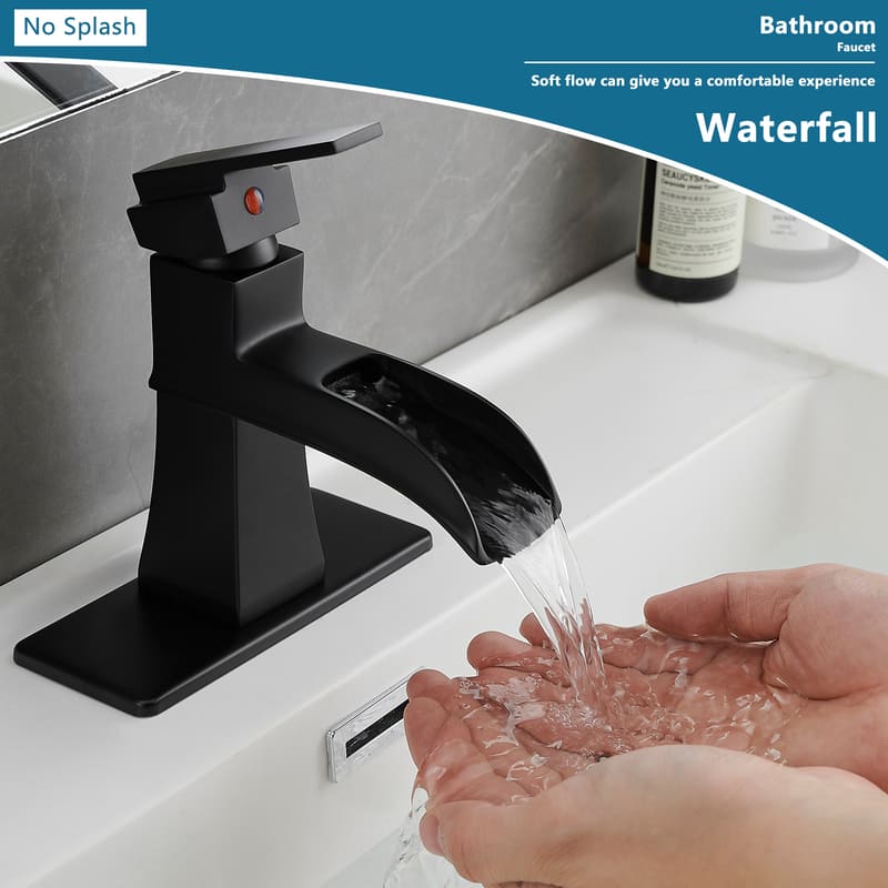 Waterfall Bathroom Basin Faucet with Trough Spout