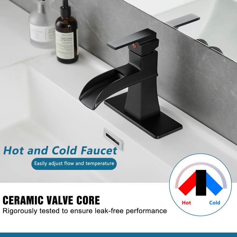 Waterfall Bathroom Basin Faucet with Trough Spout