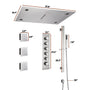 27.6" x 15.7" Luxury Thermostatic Shower System with LED Rainfall & Waterfall