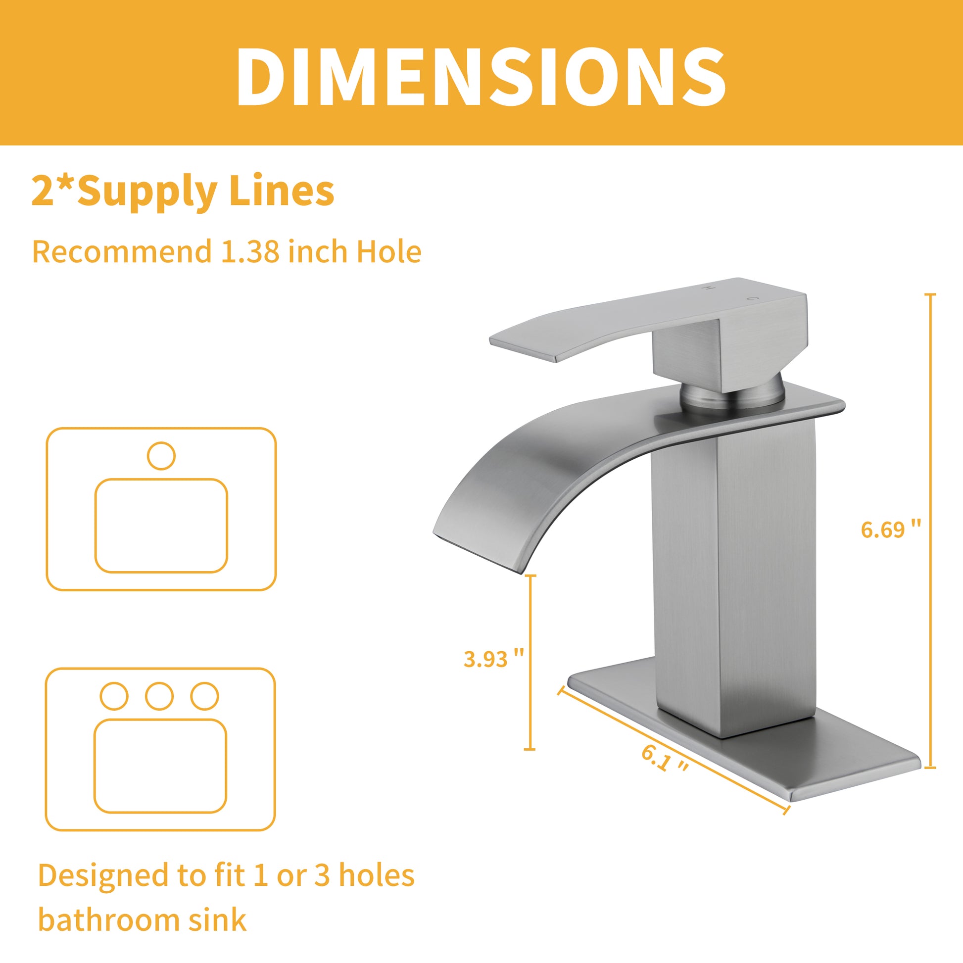 Single Handle Bathroom Sink Faucet Waterfall Spout Bathroom Sink Faucet
