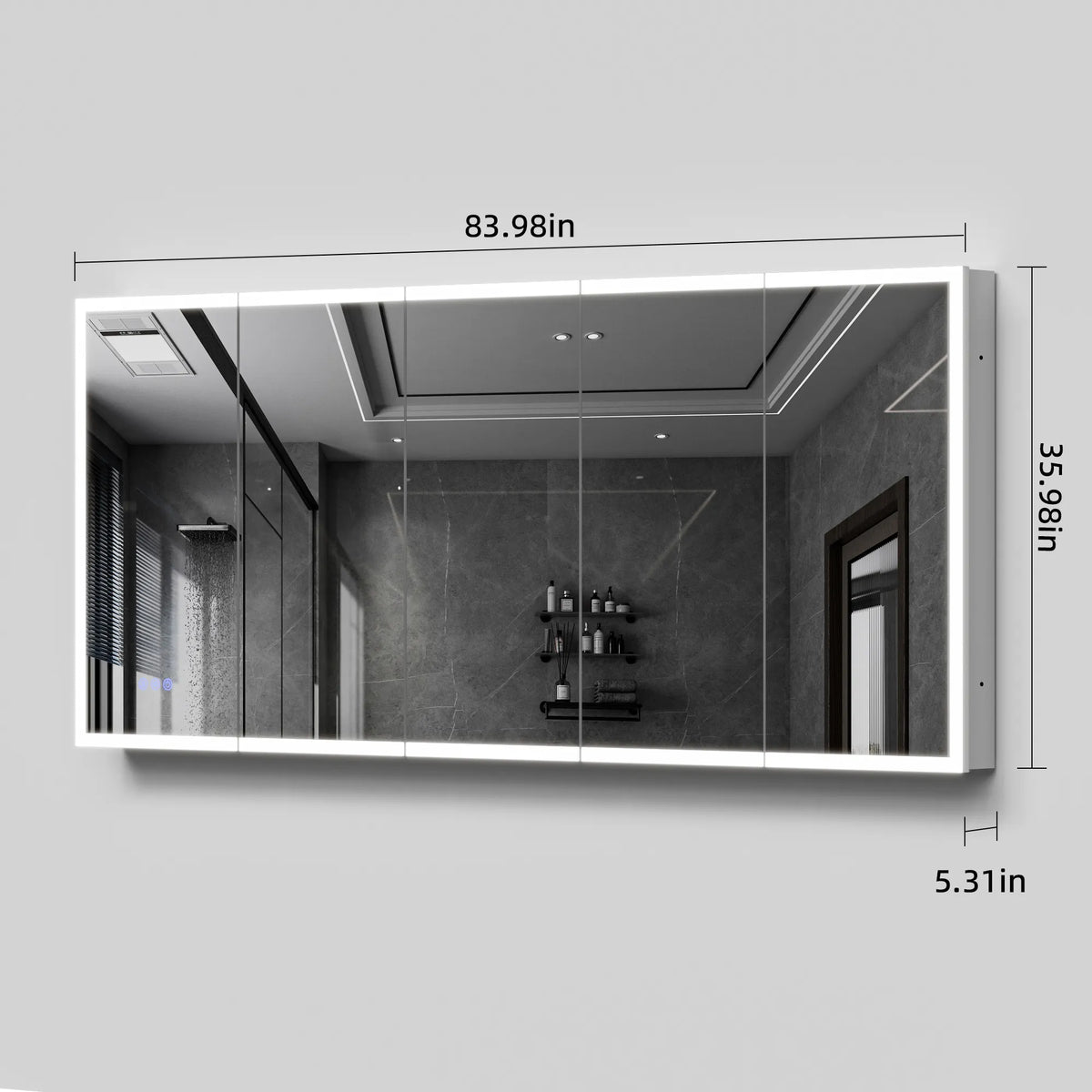 16"-96" Aluminum LED Medicine Cabinet with Anti-Fog Mirror, 3 Color Temperatures & Dimmable Lighting