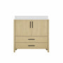 24"/36" Single Sink Bathroom Vanity with Light Natural Wood & Marble Top