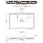 36"-60"x30"-36" White SMC Shower Base with Flamed Rock Slip-Resistant Surface, Center Drain