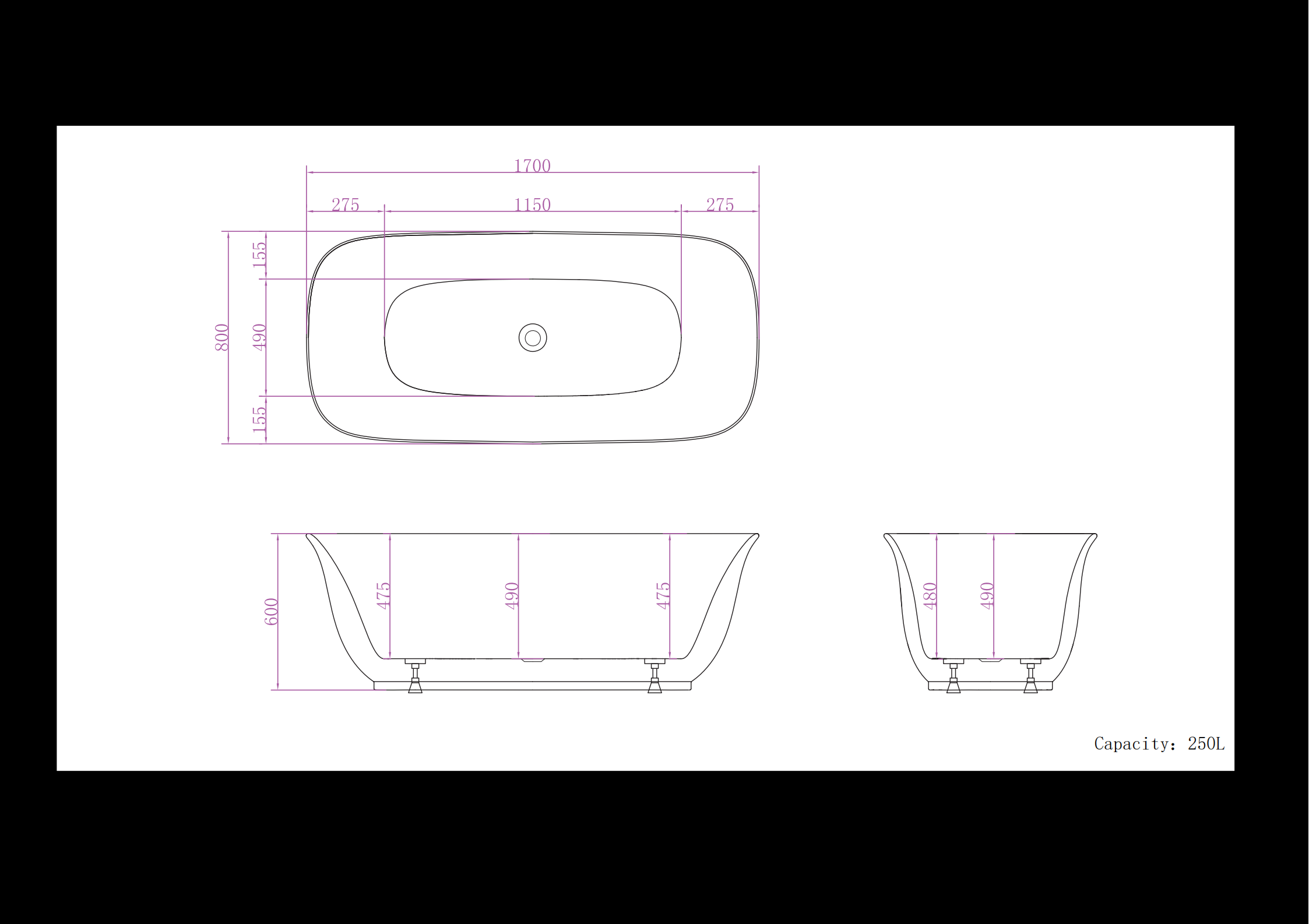59 in./67 in. Glossy White Acrylic Freestanding Soaking Bathtub with Sculpted Curves, Overflow and Adjustable Feet