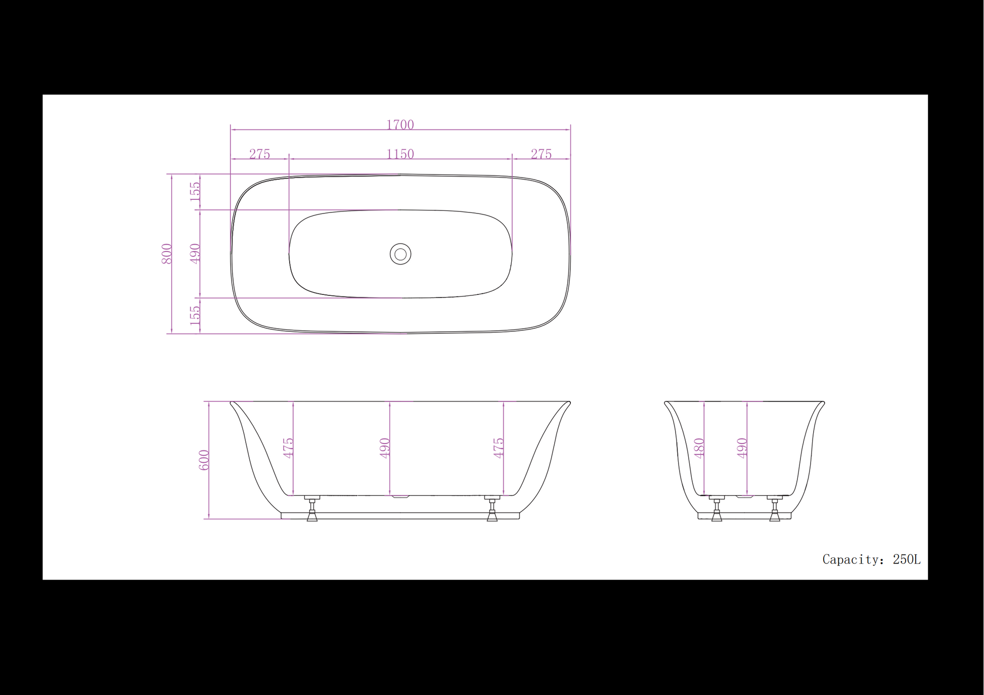 59 in./67 in. Glossy White Acrylic Freestanding Soaking Bathtub with Sculpted Curves, Overflow and Adjustable Feet