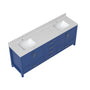 60"/84" Navy Blue Double Sink Bathroom Vanity with White Marble-Pattern Top